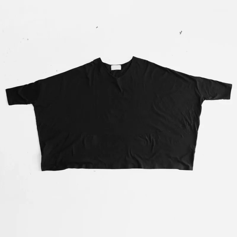 Simple Oversize Solid Color V-Neck Batwing Sleeve T-Shirts