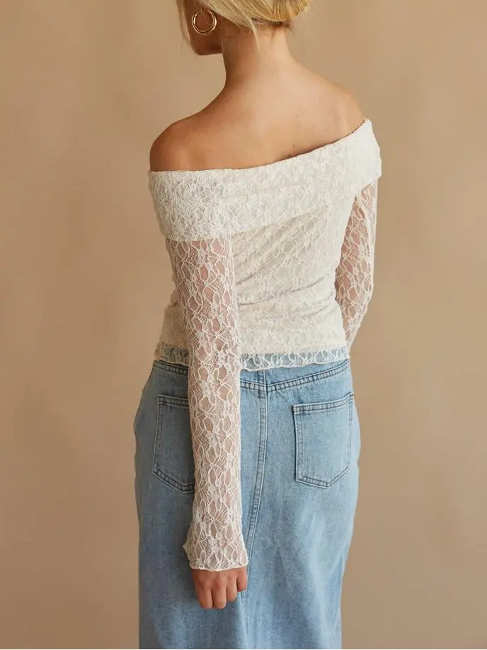 Collette Off The Shoulder Lace Long Sleeve Top