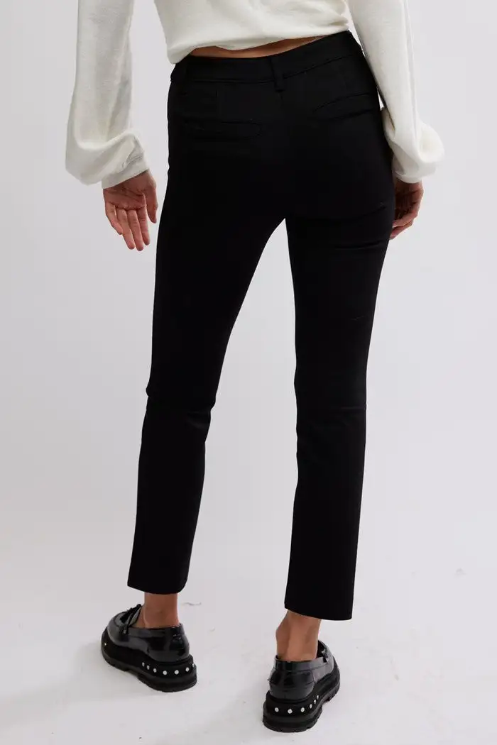 Black Cropped Slim-Fit Ankle Pants