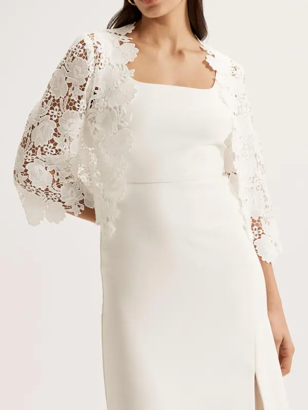 White Lace Hollow Floral Tops