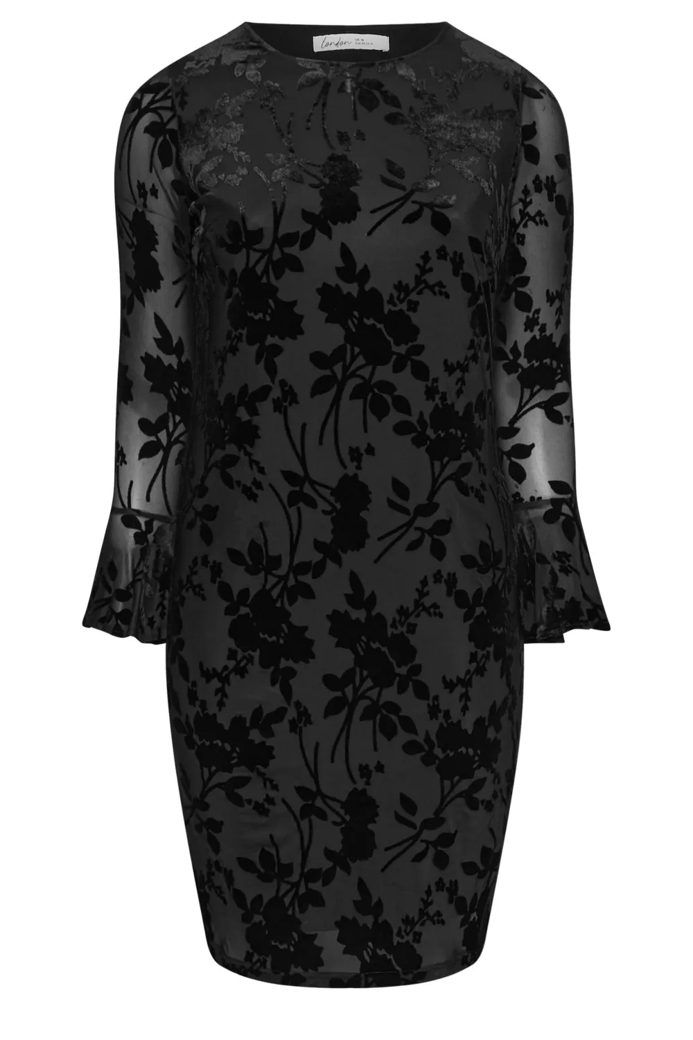 YOURS LONDON Curve Black Velour Leopard Shift Dress
