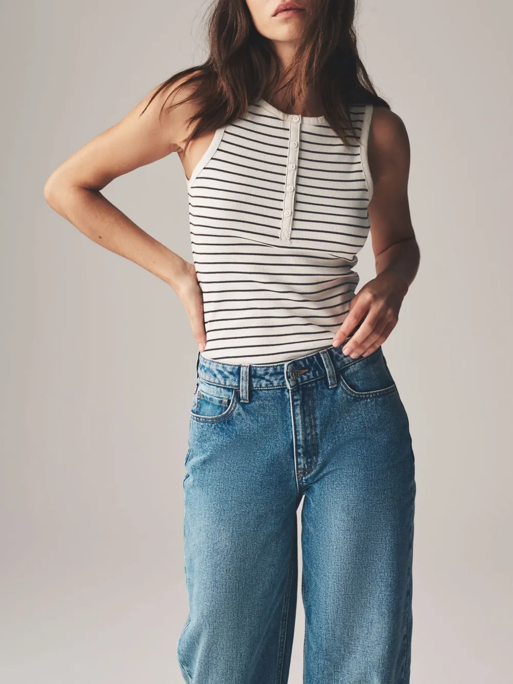 Ribbed Henley Tank Top Set 4 Pieces