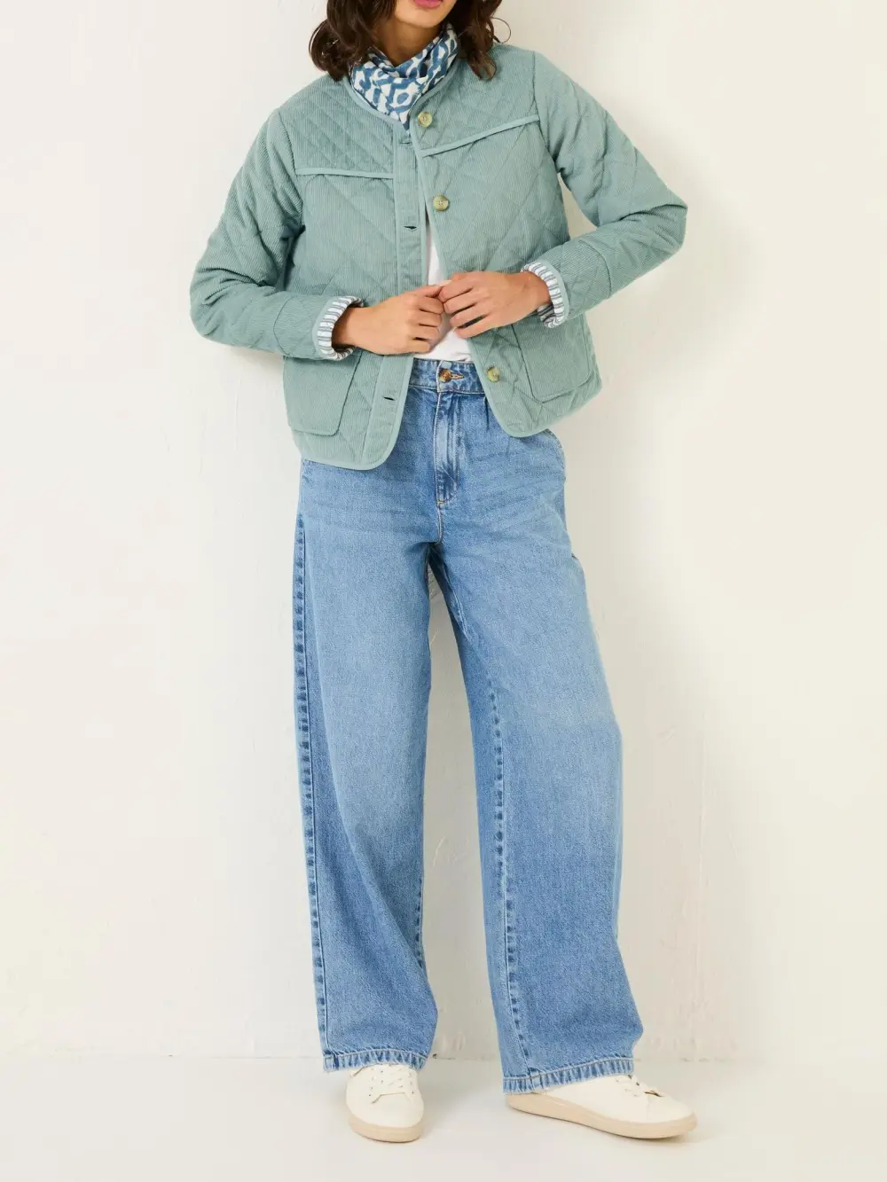 Maeve Light Blue Cord Quilted Jacket