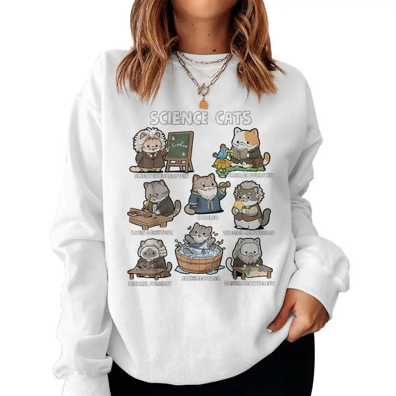 Science Cats Scientist Pun Cat Lover Math Teacher Women Sweatshirt