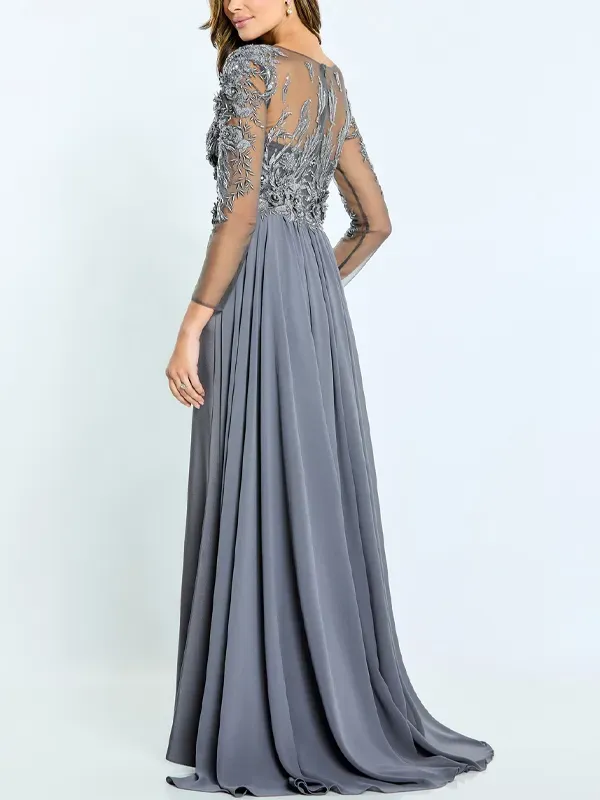 Embroidered skinny long-sleeve dress