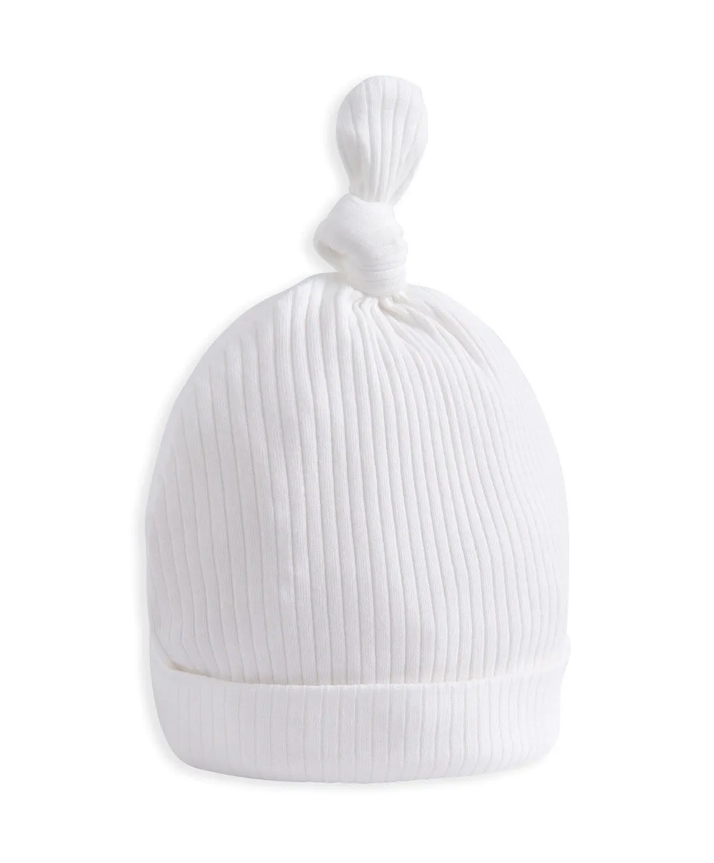 Organic Cotton Ribbed Hat - White