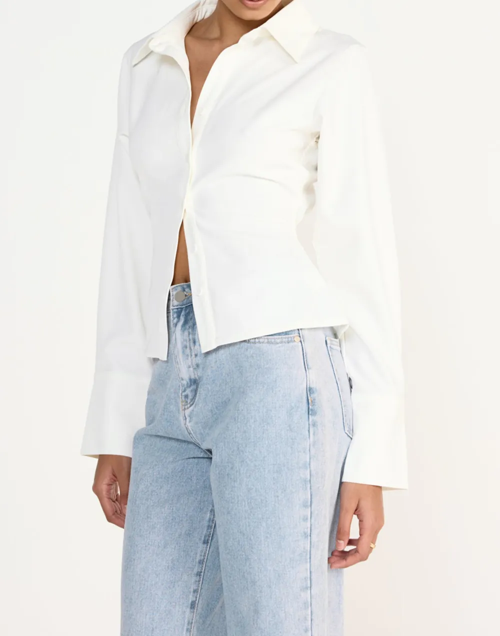 Adjustable Tie Cropped Shirt Top