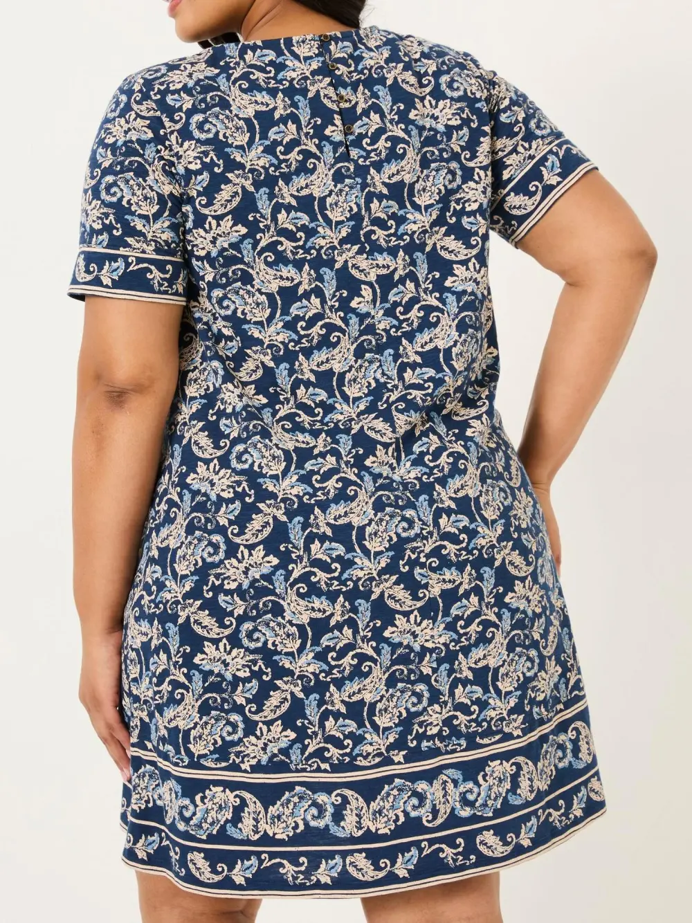 Blue Paisley Short Sleeve Jersey Dress