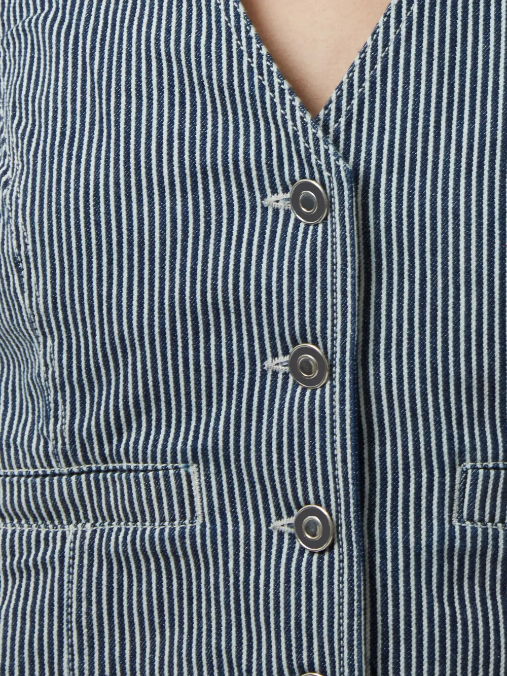 Versatile And Fashionable Striped Denim Vest