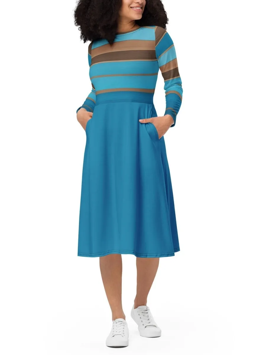 Horizontal Stripe Midi Dress