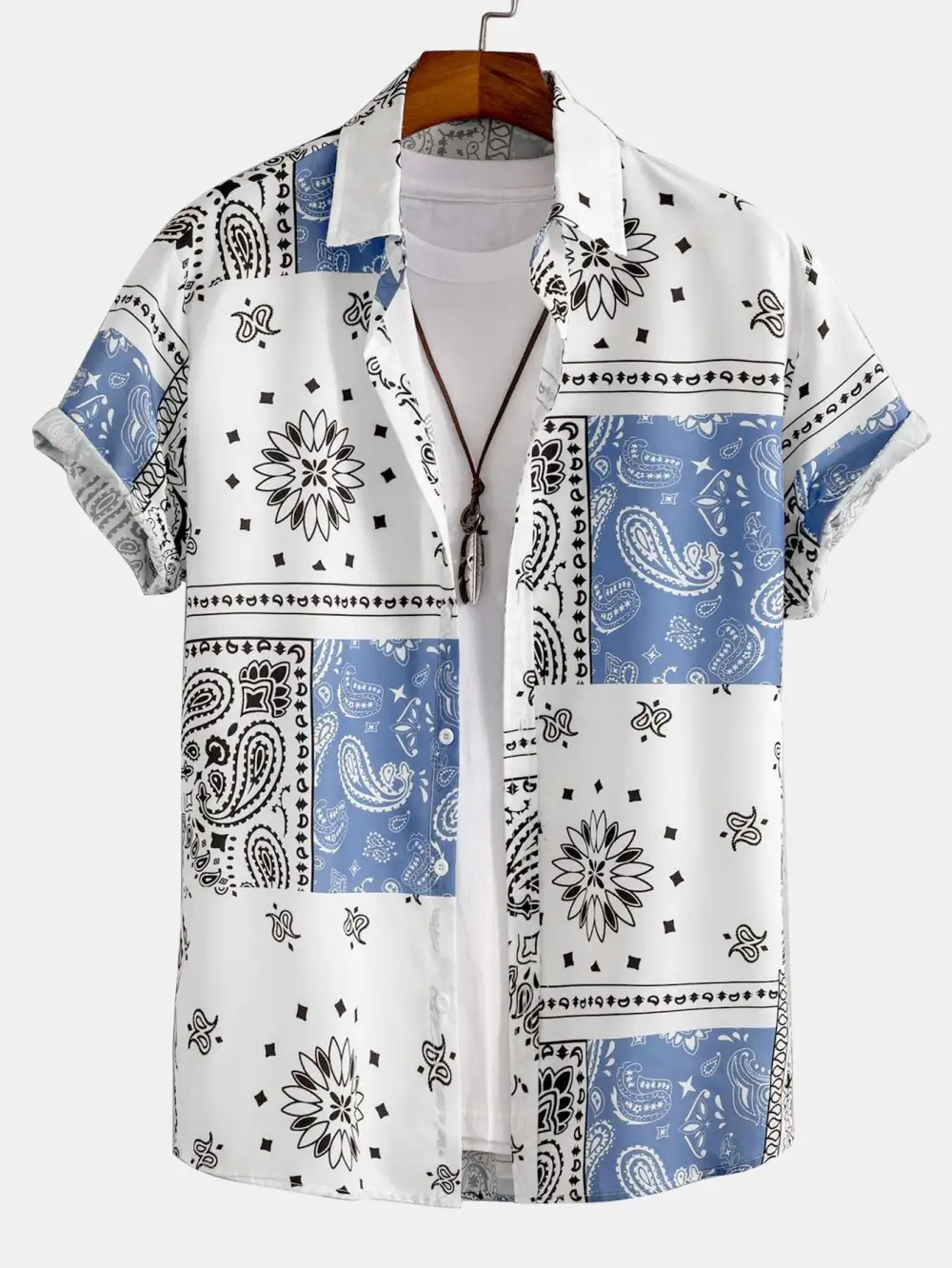 Paisley Print Button Up Shirt & Swim Shorts