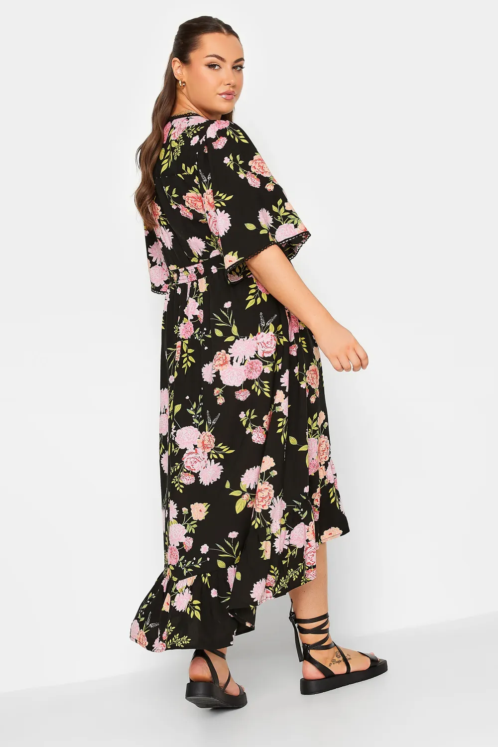YOURS Curve Black Floral Maxi Dress