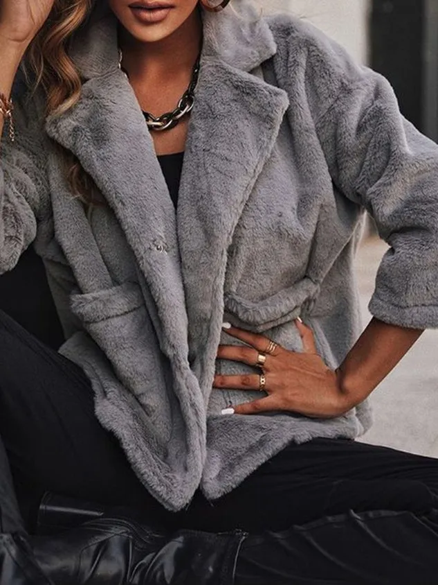 Loose Shawl Collar Teddy Jacket