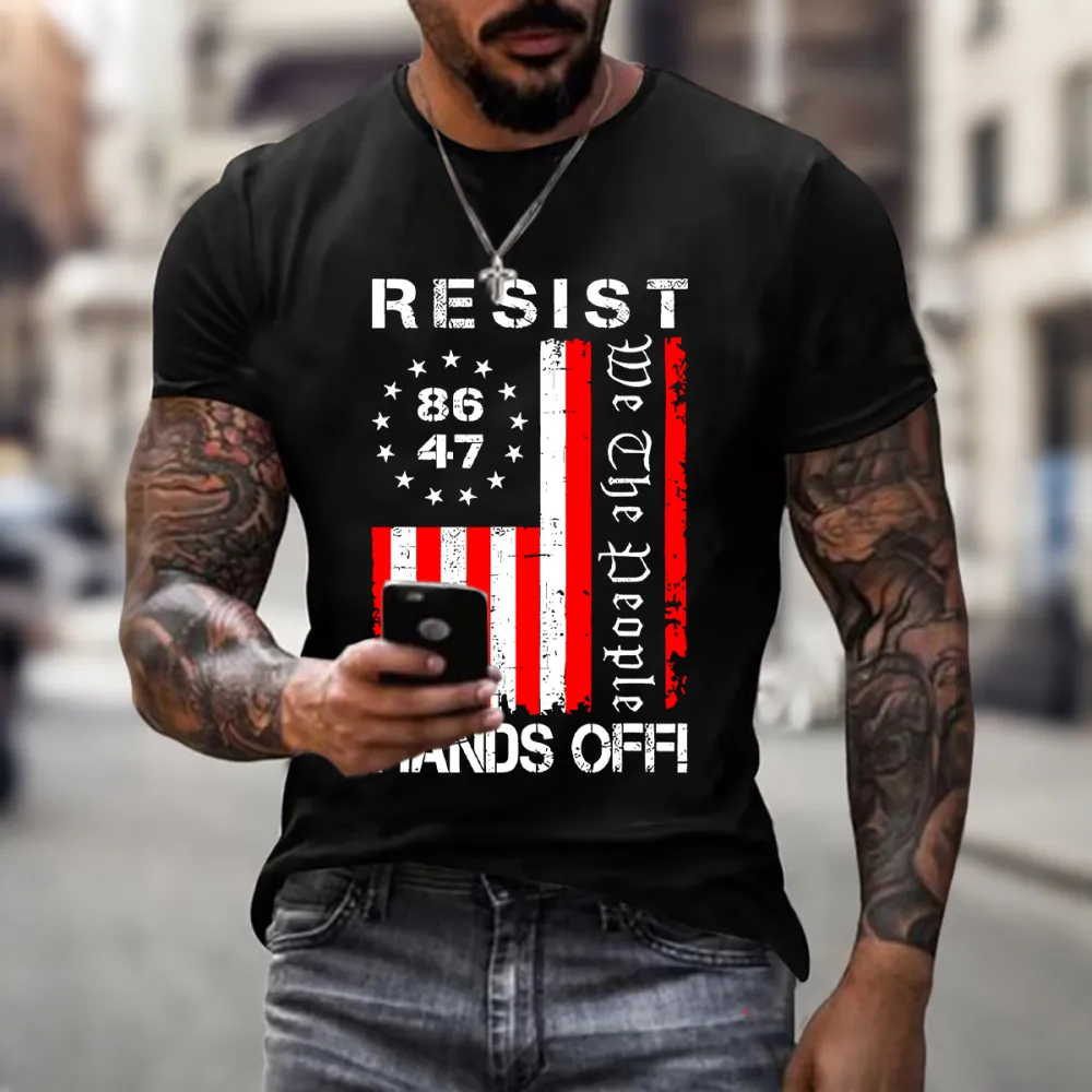 Resist Hands Off 8647 We The People American Flag Protest T-Shirt
