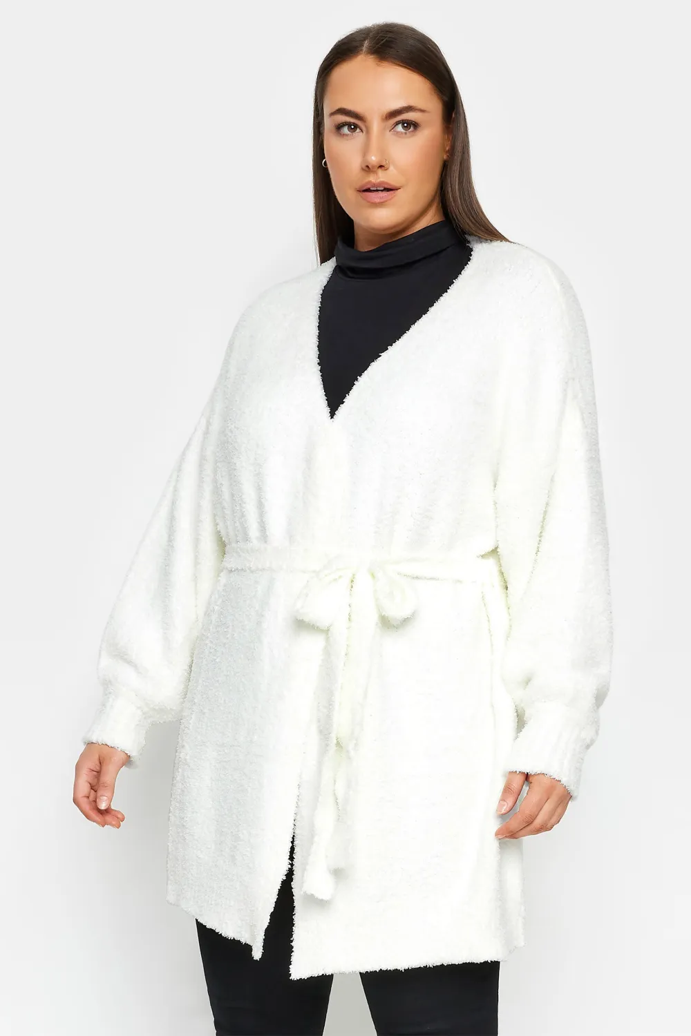 Evans Ivory Teddy Longline Cardigan