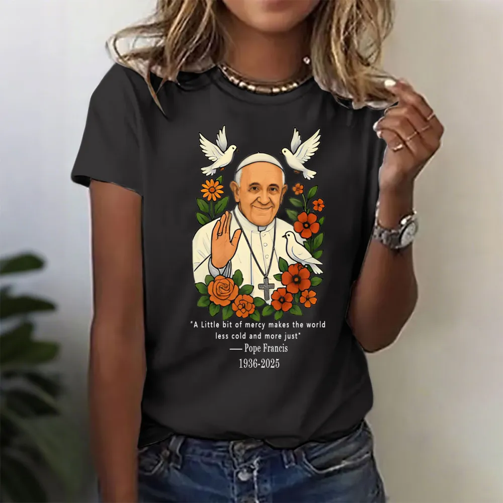 Women's A Little Bit Of Mercy Makes The World Less Cold And More Just 1936-2025 Print Short Sleeve Round Neck Cotton T-Shirt