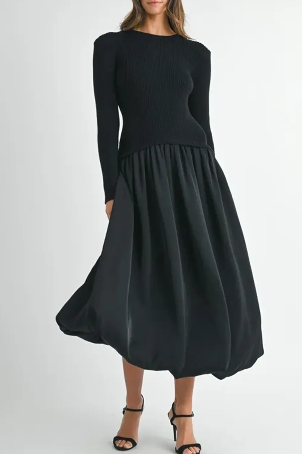 Minimalist Temperament Black Sweater Dress