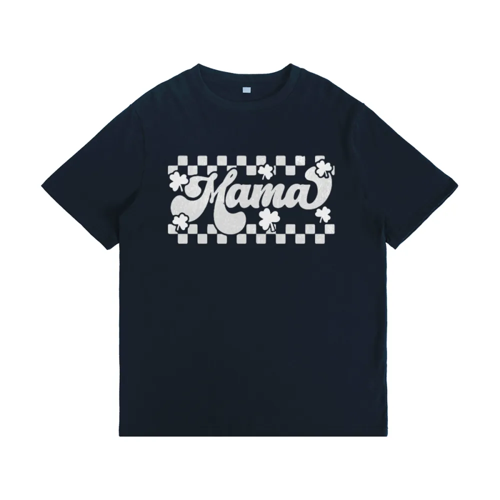 St. Patrick Retro Checkered Mama T-Shirt
