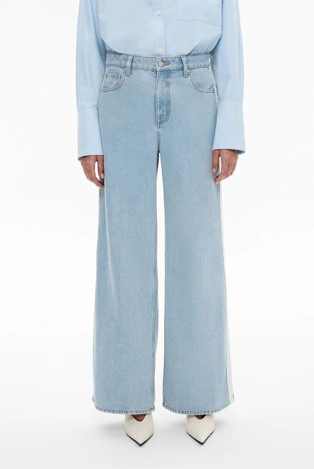 Side-Striped Denim Long Pants