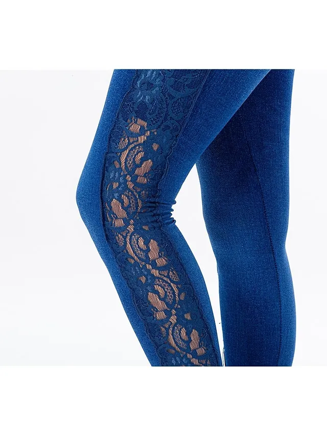 Women's Jeans Skinny Bell Bottom Ankle-Length Denim Faux Denim High Elasticity High Waist Tights Casual / Sporty Casual Weekend Blue S M