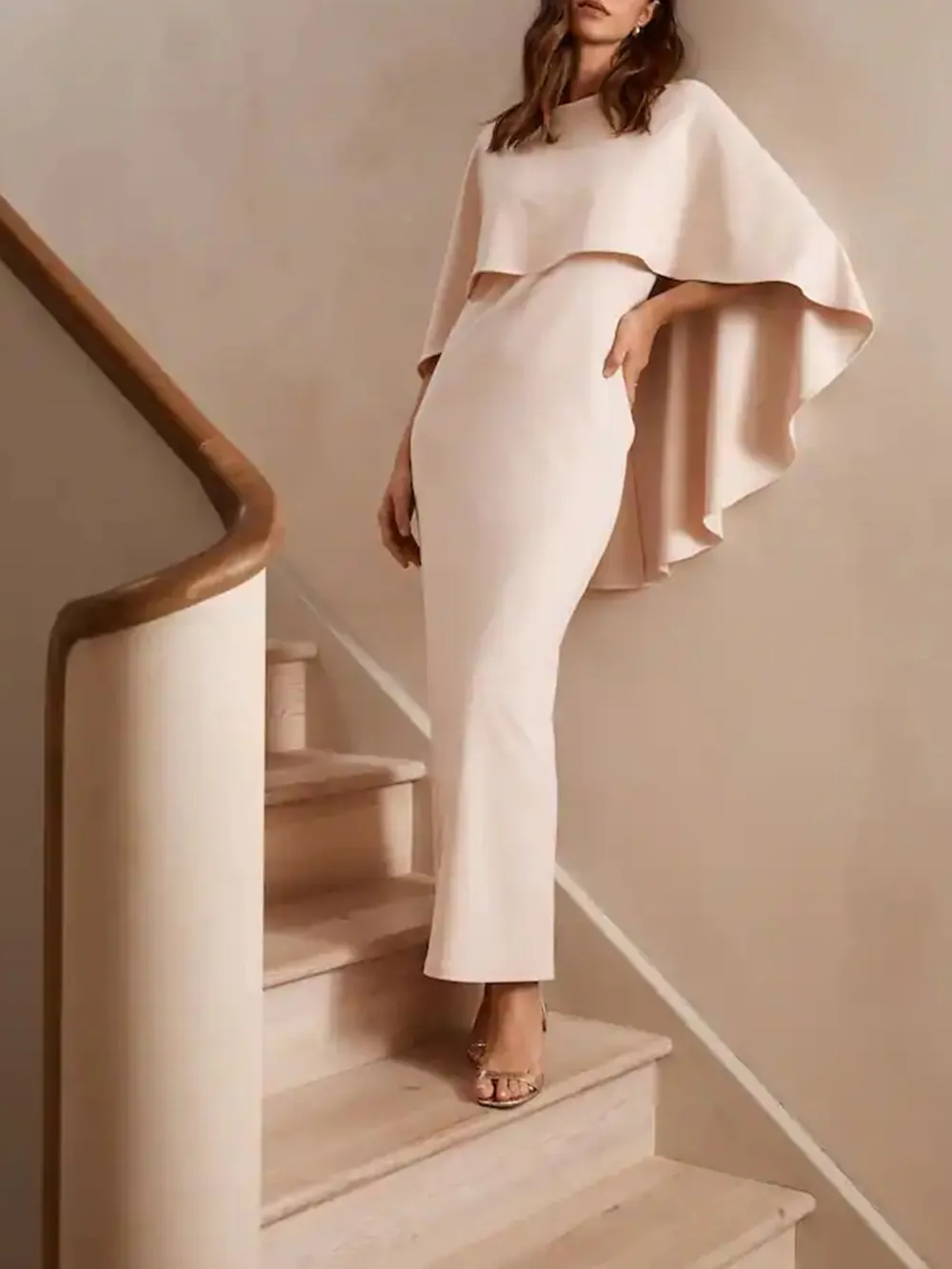 Minimalist Temperament Shawl Design Long Dress