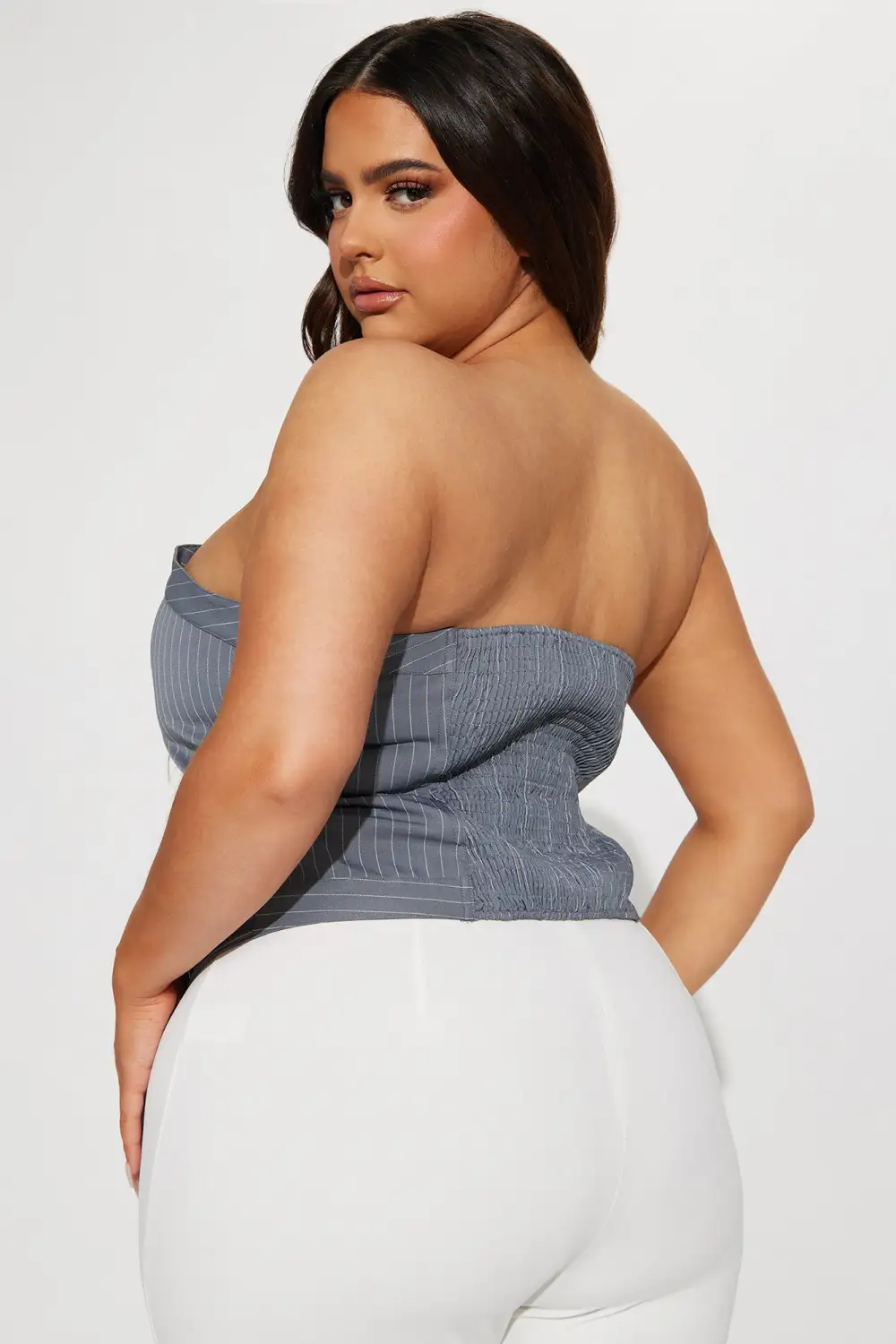 Vernee Pinstripe Tube Top - Grey/combo