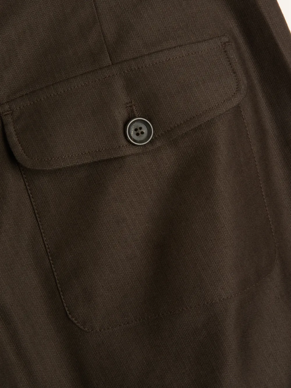 Brown Wide-Leg High Waisted Lightweight Cotton-Linen Trousers
