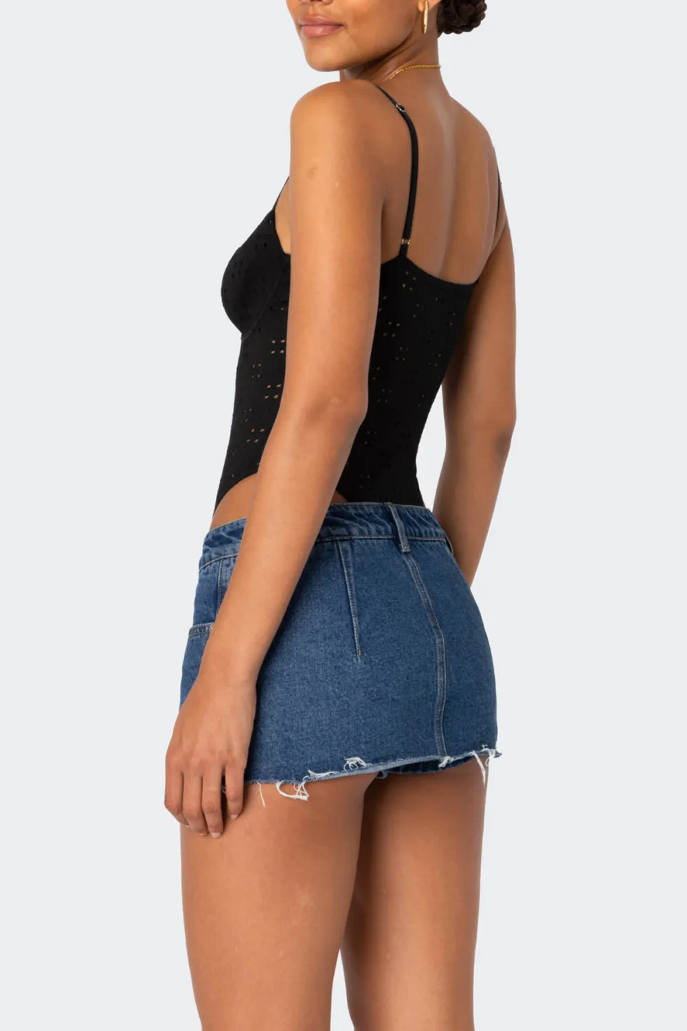 Strapless Cupped Eyelet Bodysuit