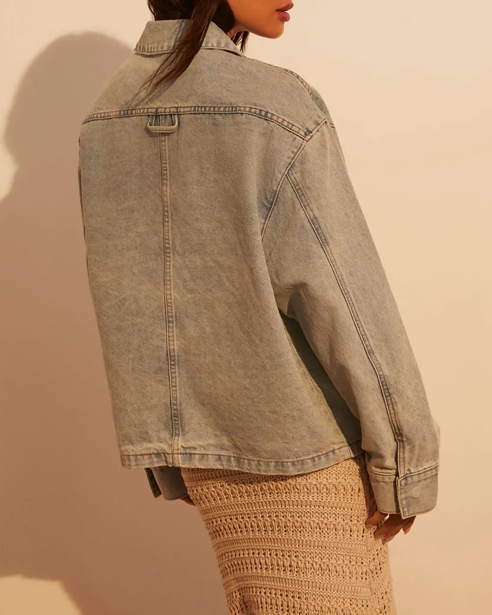 Pocketed Light Wash Denim Jacket