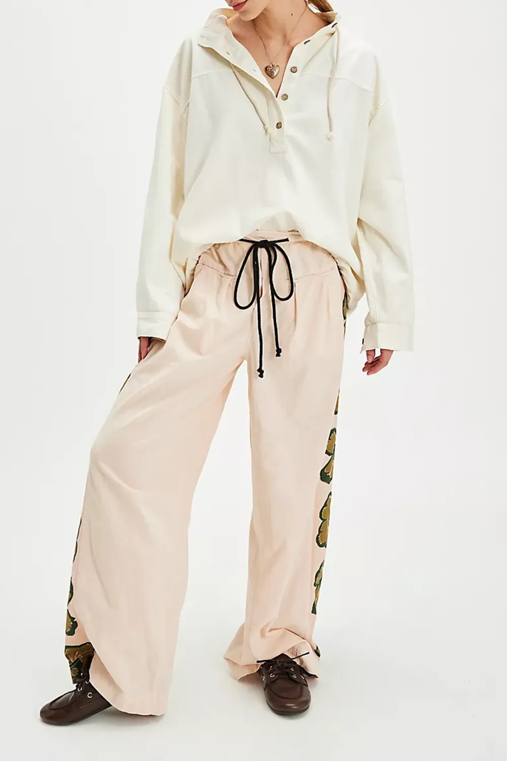 Drawstring Waist Wide Leg Pants