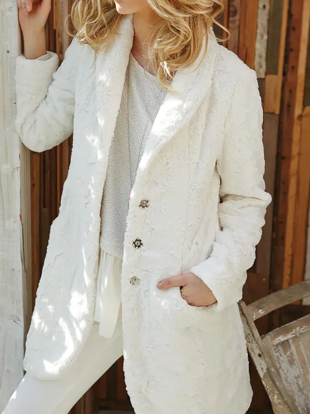 Fleece Plain Casual Teddy Jacket