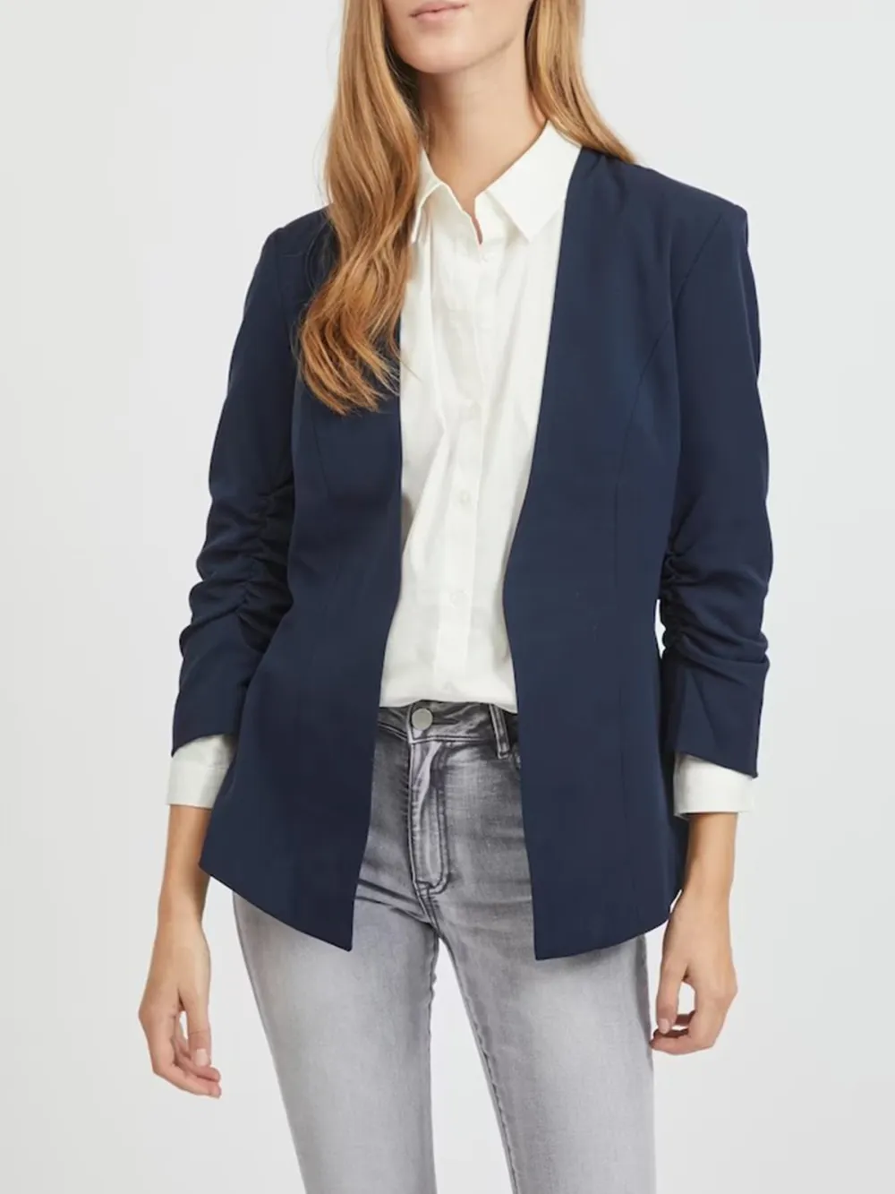 Plain Colored Stand-up Collar Blazer