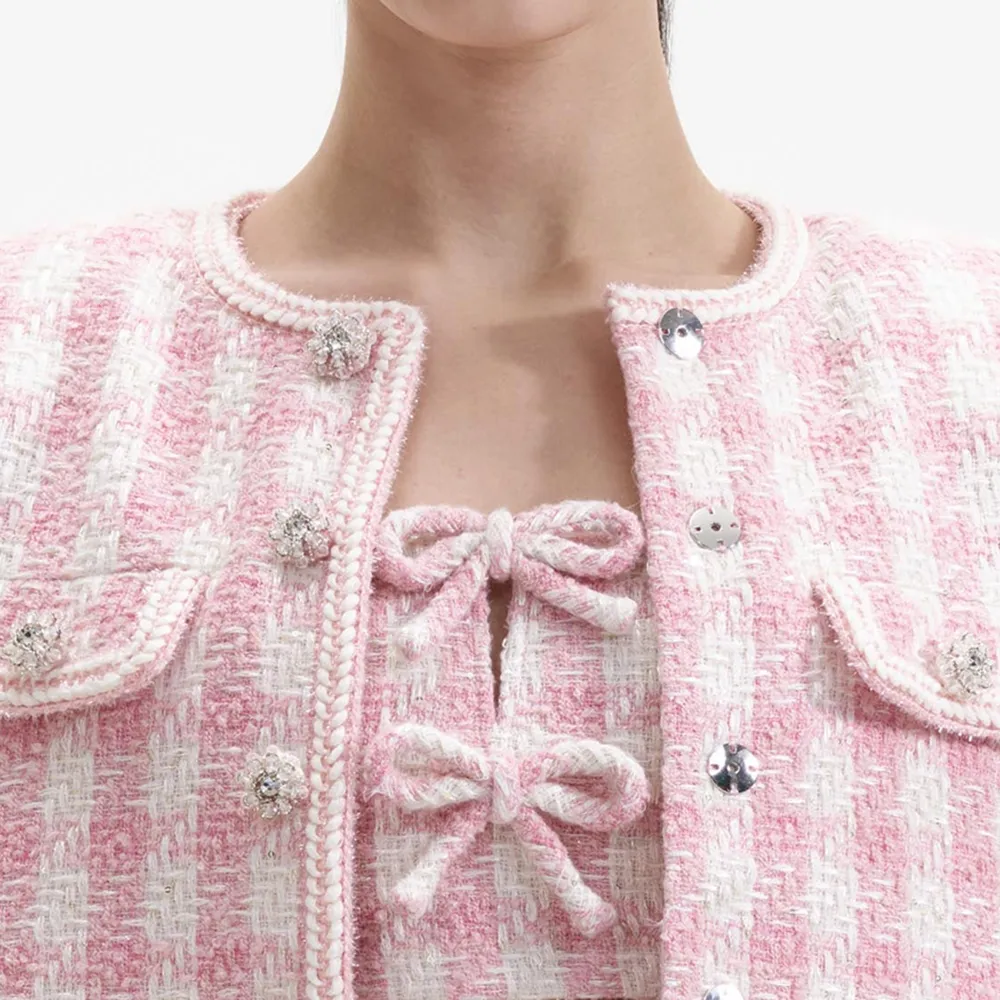 Pink Check Boucle Jacket