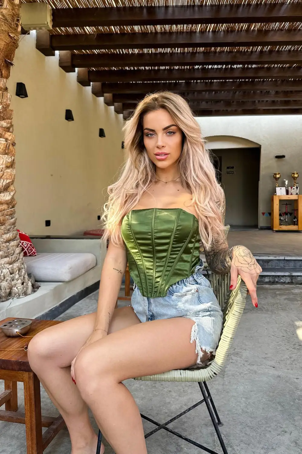 Happily Ever After Satin Corset Top - Olive