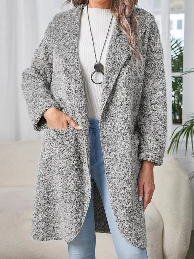 Hoodie Plain Fluff/Granular Fleece Fabric Teddy Jacket