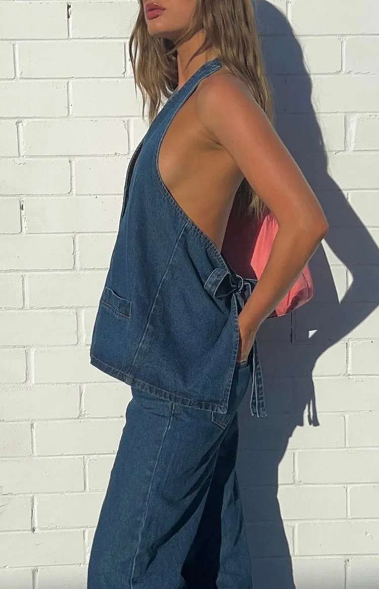 Sleeveless Dark Denim Vest