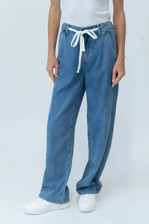 Light Blue Relaxed-Fit Denim Joggers