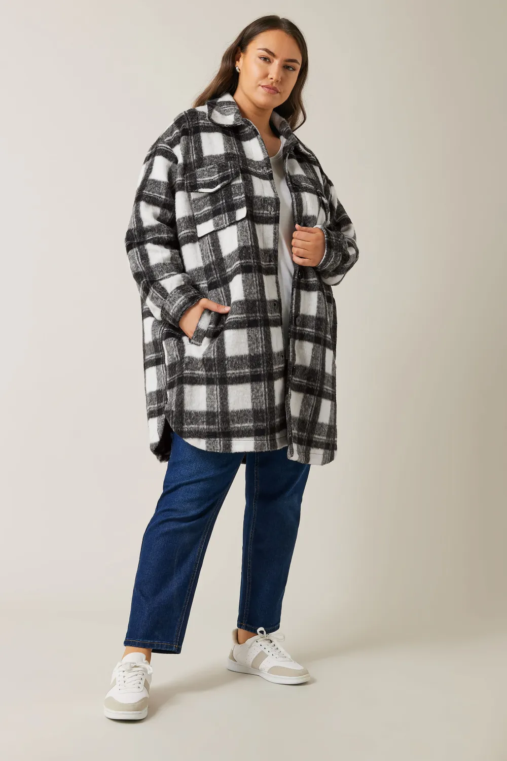 Evans Black & White Check Shacket