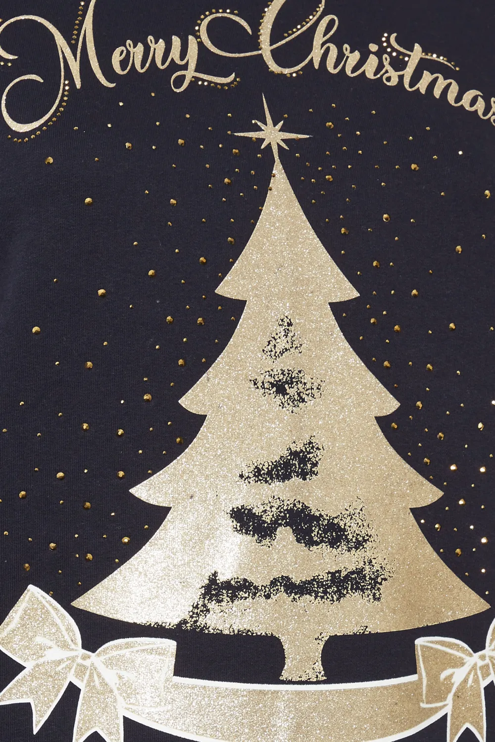 YOURS Curve Blue 'Merry Christmas' Diamante Embellished Sweatshirt