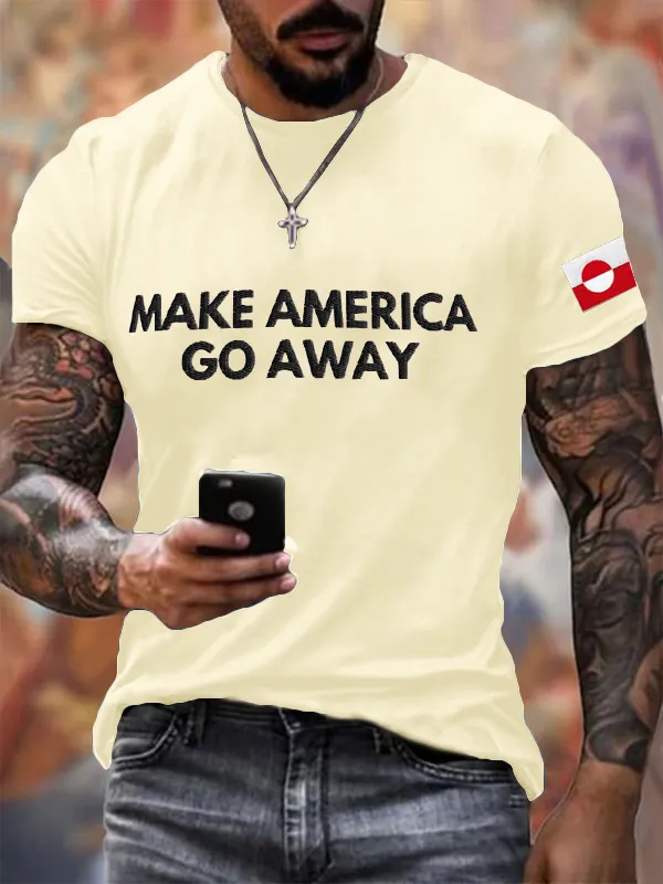 Men'S Vintage Men'S T-Shirt Make American Go Away Printed T-Shirt Pure Cotton Short Sleeve