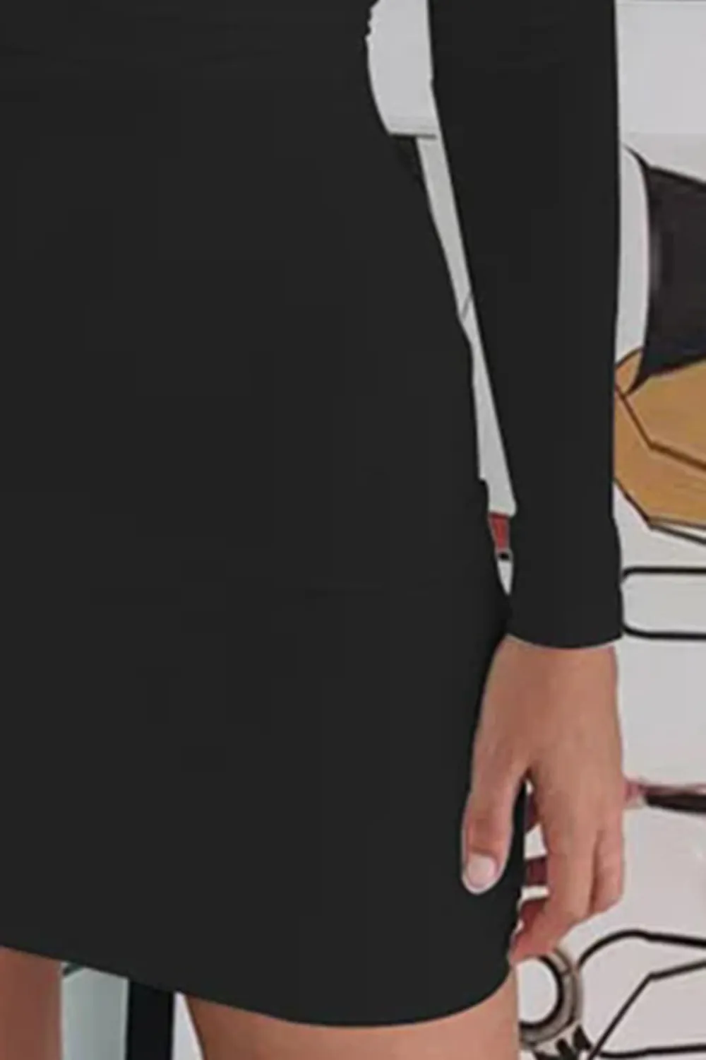 Cozy Long Sleeve V Neck Ruched Bodycon Mini Dress - Black