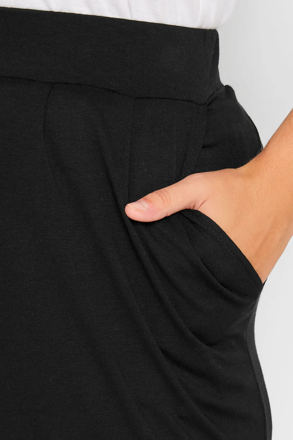 YOURS Curve Navy Blue Double Pleat Stretch Jersey Joggers