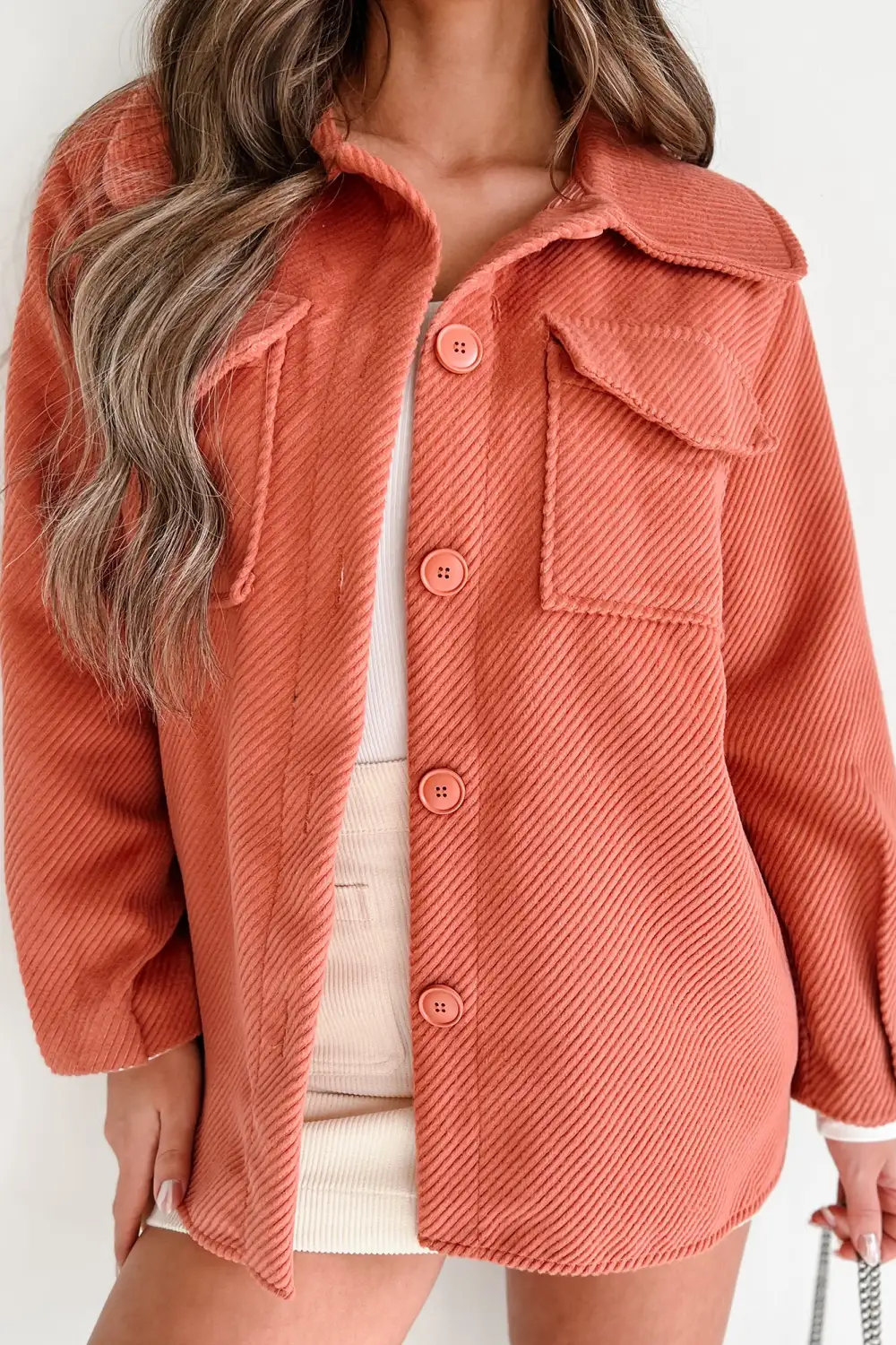 Casual Peter Pan Collar Orange Jacket