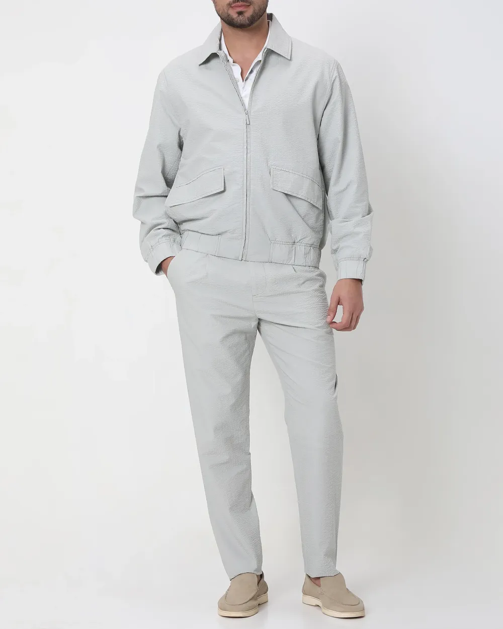 Versatile Comfortable Slim-Fit Beige Cotton Jacket