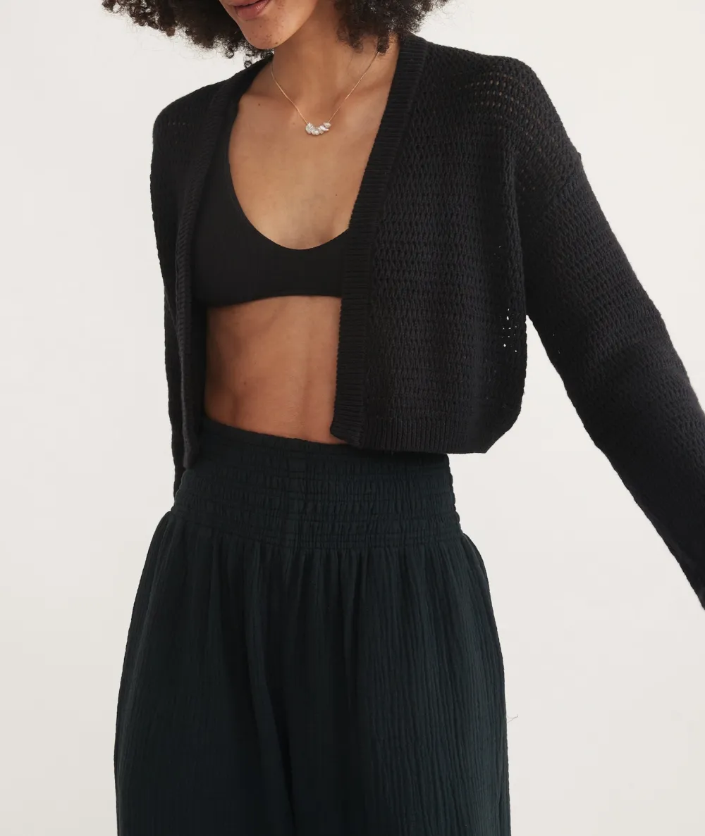 Short Knit Cardigan with Open Front