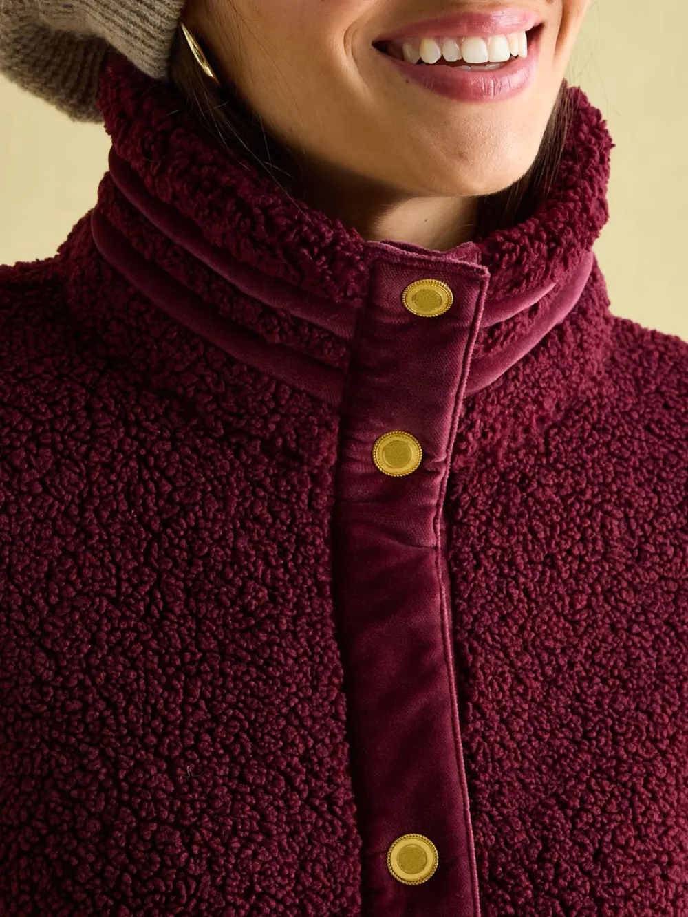 Velvet Trims Red Fleece Jacket