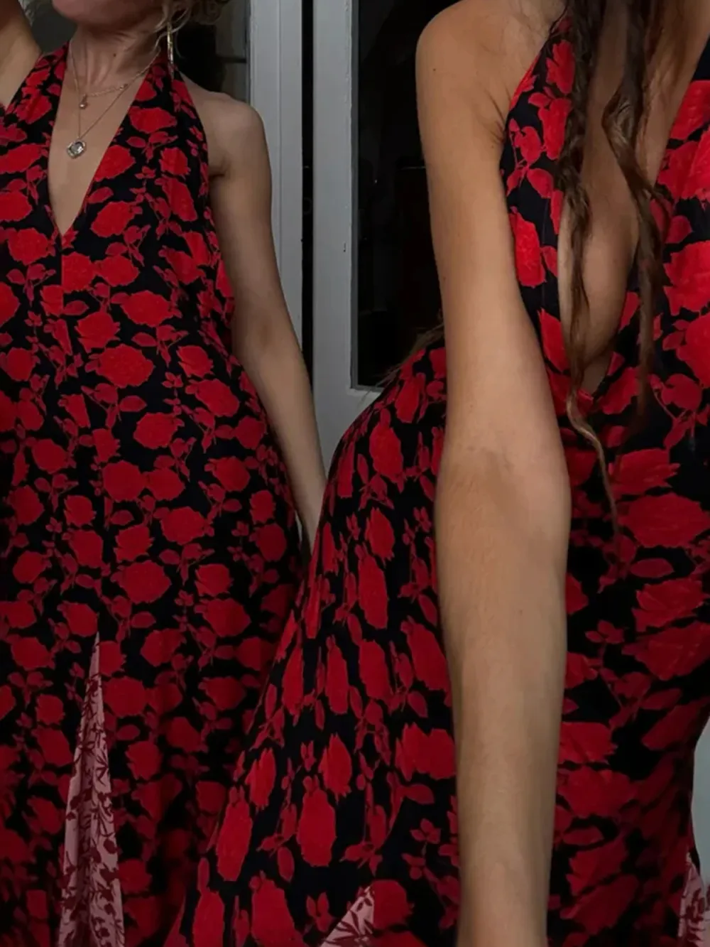 Casual Style V-neck Floral Dress