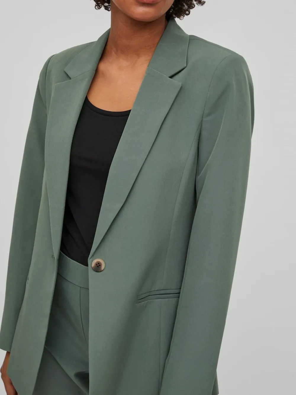 Plain Colored Button Fastening Blazer
