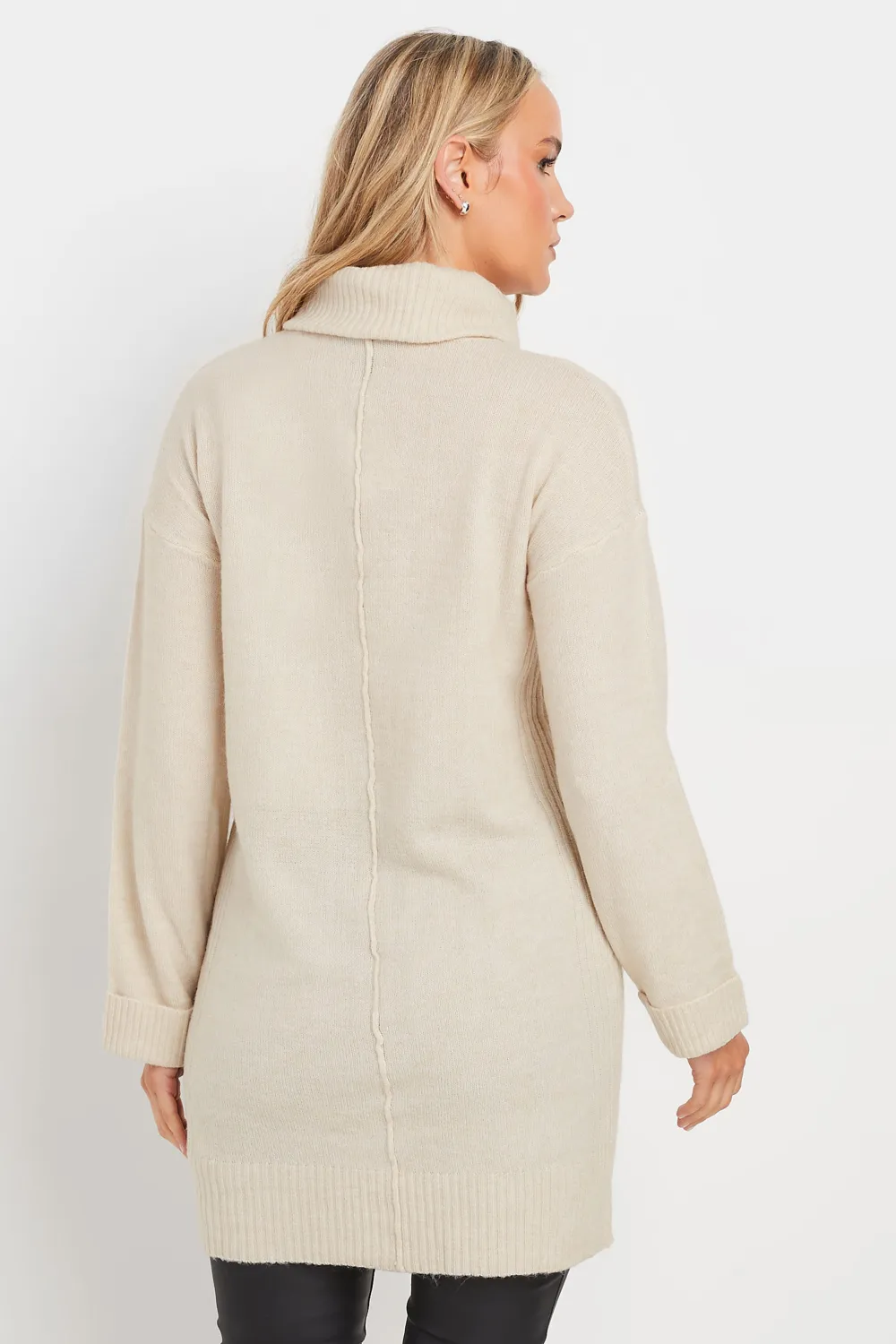 LTS Tall Ivory White Boxy Roll Neck Jumper