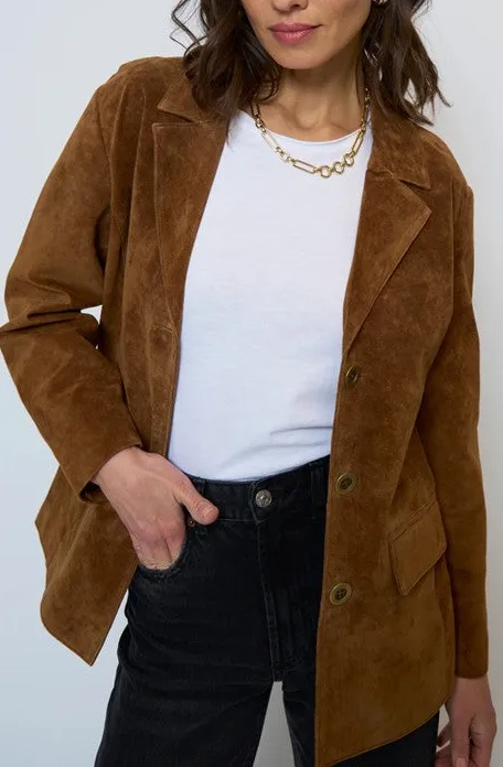 Brown Faux Suede Relaxed Blazer